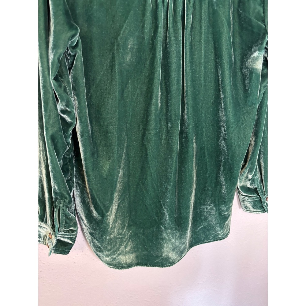 Pilcro Anthropologie Green Velvet Relaxed Button Down Hadley Shirt Small - Picture 9 of 10